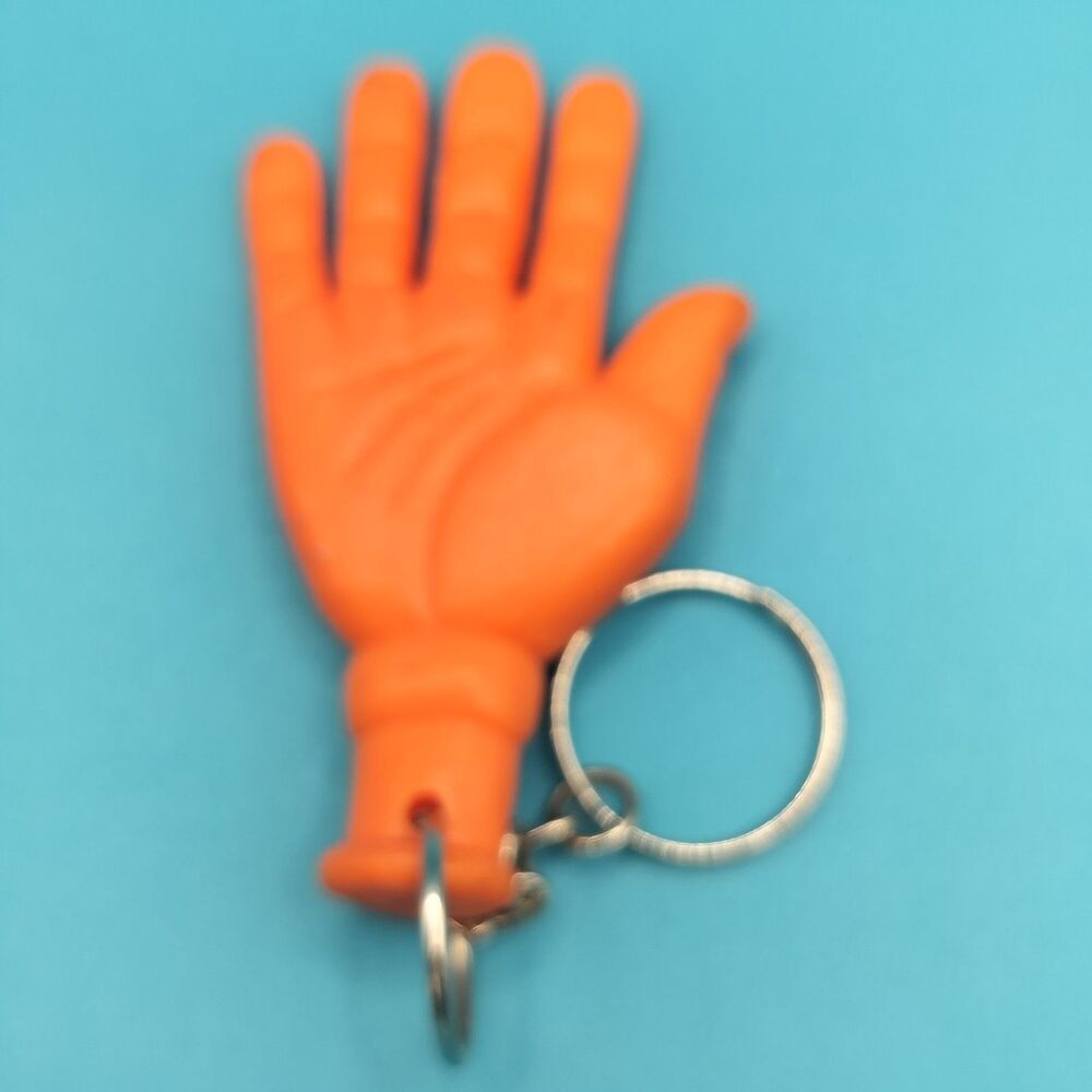Vintage Orange Hand Keychain Novelty Collectible Made in China
